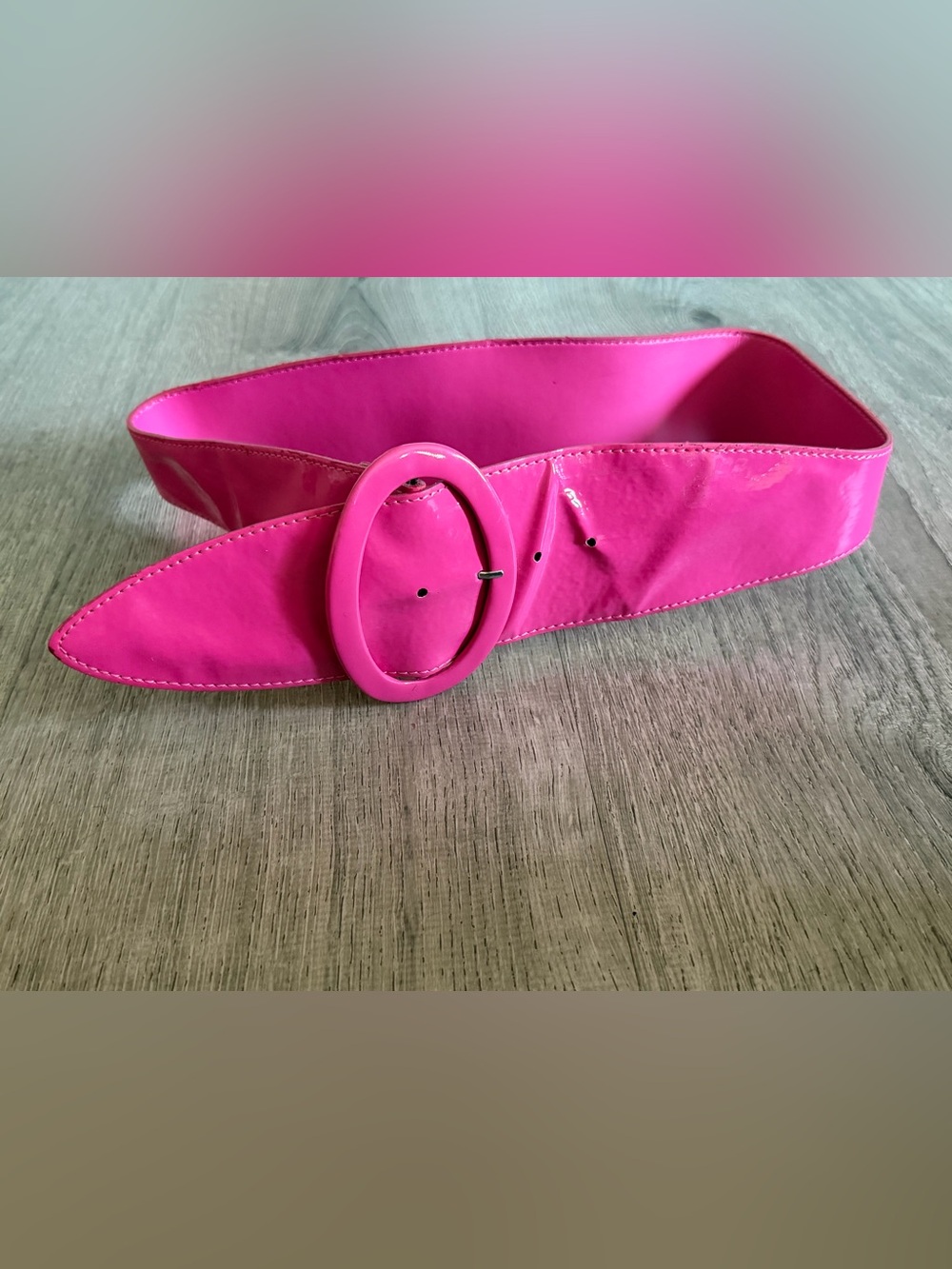 Aldo Hot Pink Patent Wide Belt with Oval Buckle